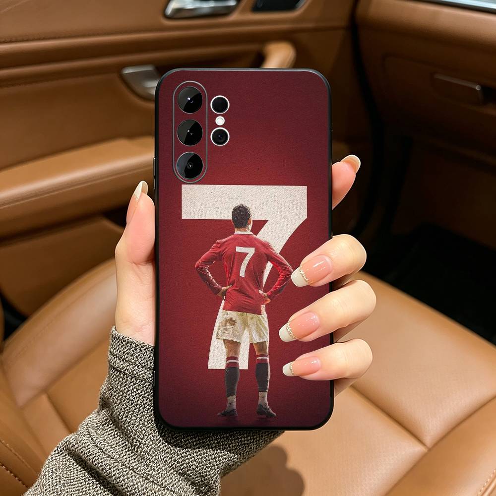 C-R-7 R-Ronaldo Black Soft Silicone Phone Case for Samsung Ultra S25, S24, S21, S22, S23, S30, Plus, FE, Lite