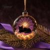 Holiday Party Hanging Ornaments Halloween Ball Ornament, Light Up Plastic Clear Tree Decorations Decoration with Cat/Skeleton/Bat Inside for