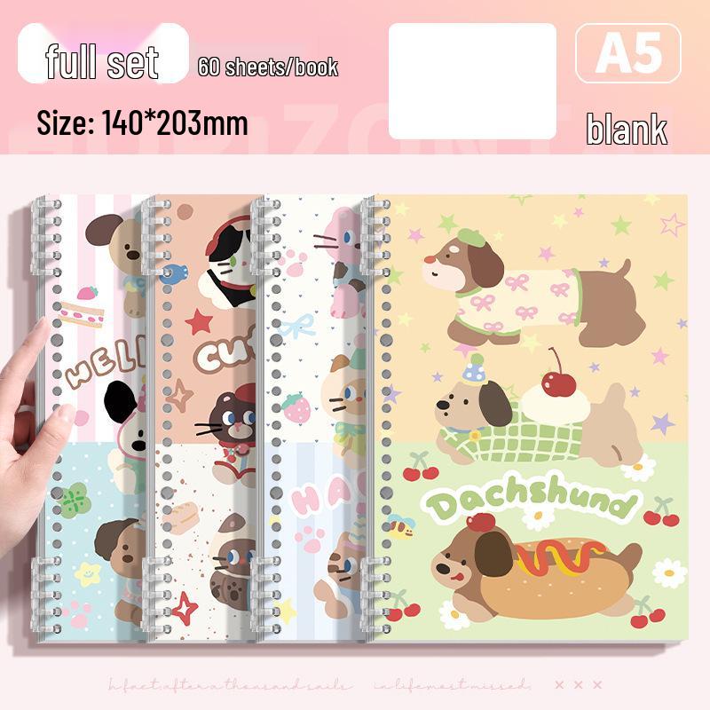 Öğrenci Özel A5 Spiral Ciltli Sevimli Hayvan Desenli Çıkarılabilir Sayfalı Defter