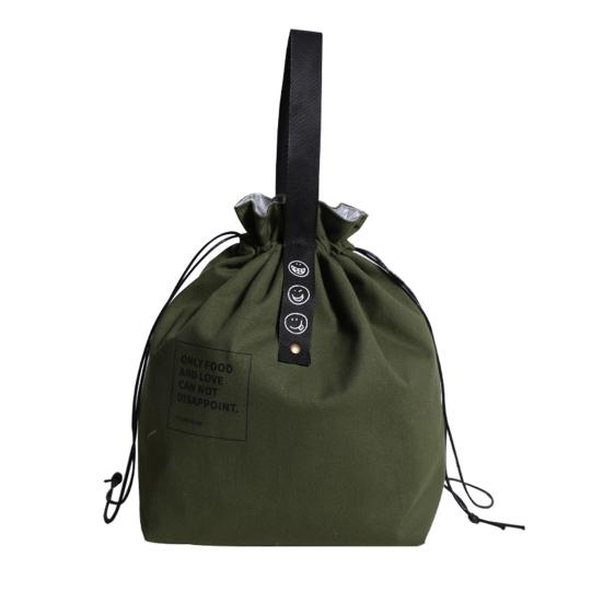Bento Bag Adjustable Wide Opening Canvas Drawstring Design Lunch Handbag Picnic Accessories