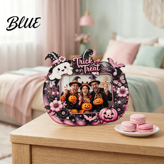 Vintage Pastoral Style Halloween Photo Frame Wooden Desktop Picture Holder for Spooky Party Decoration Bed And Breakfast Decor Festive Home