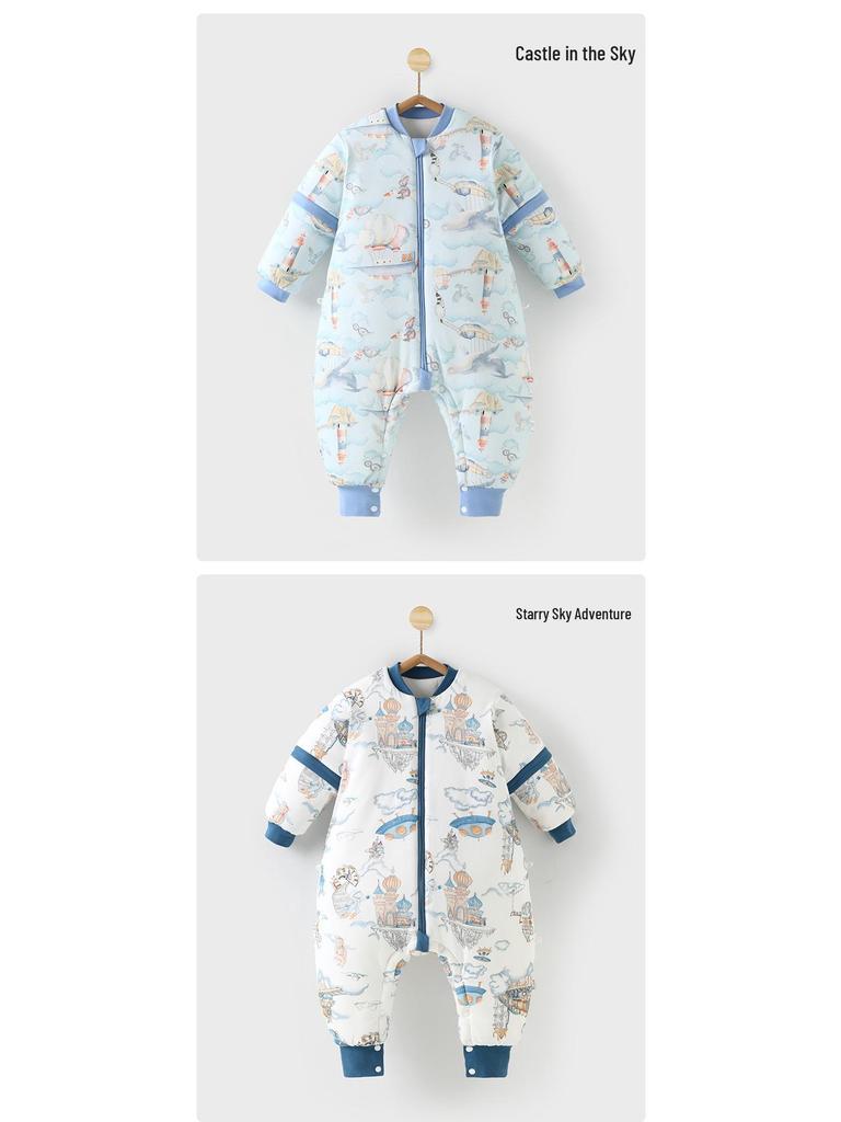 Quilted Unisex Infant & Toddler Sleeping Bag - Autumn/Winter, Anti-Kick, Anti-Startle, Down Protein Cotton, Temperature-Regulating.