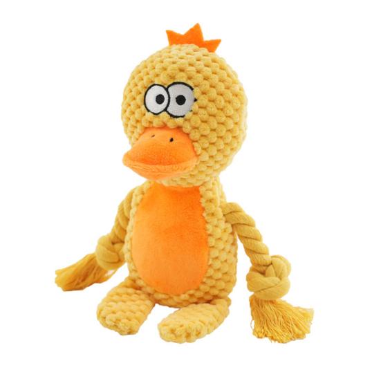 Plyšová pískací hračka pro psy, plyšové zvířátko, měkká plyšová zvířátka s lanovými nohami, hračka na prořezávání zubů pro štěňata, pro agresivní hlodavce