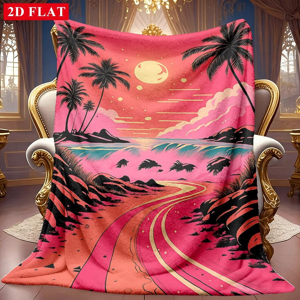 Botanical Mixed Pattern Soft Warm Bed Throw Blanket Versatile Decorative Wrap For Coffee Shop Office Gym Lounge Room