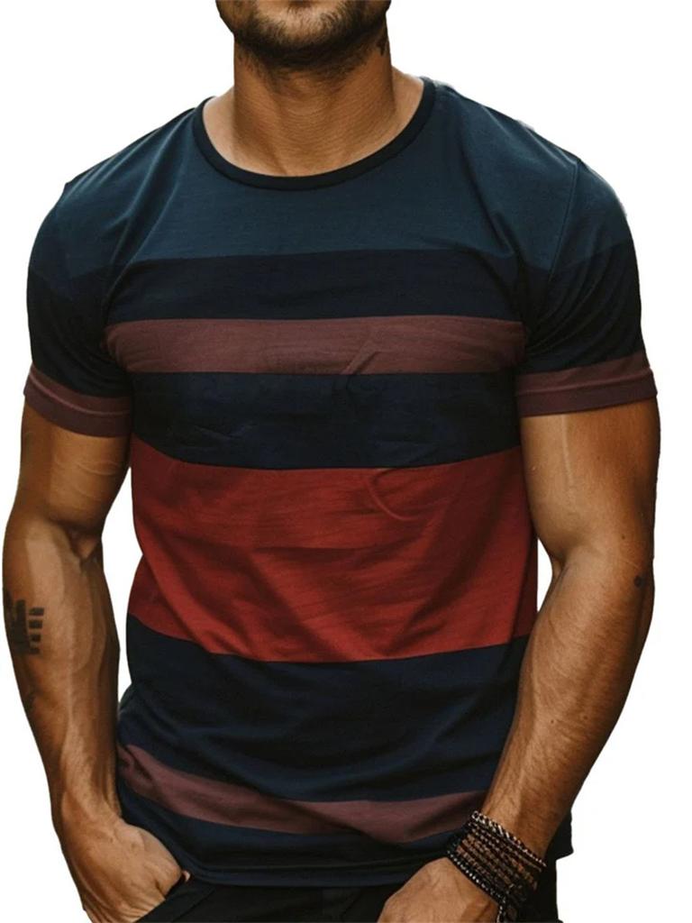 Modne koszulki męskie z nadrukiem 3D w paski, letnie, casualowe, z okrągłym dekoltem, krótkim rękawem, luźne, vintage, oddychające, t-shirty, bluzy