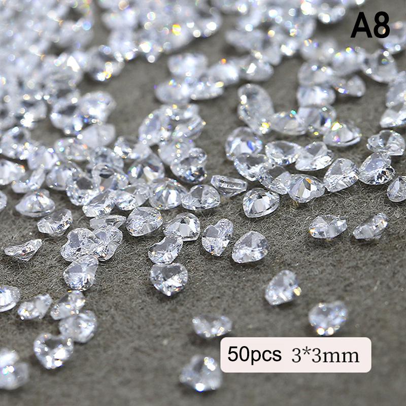 50Pcs Mini Nail Rhinestones Transparent Zircon Flash Nail Art Crystal Gems Dazzling Manicure Tip 3D Nail Art Decoration