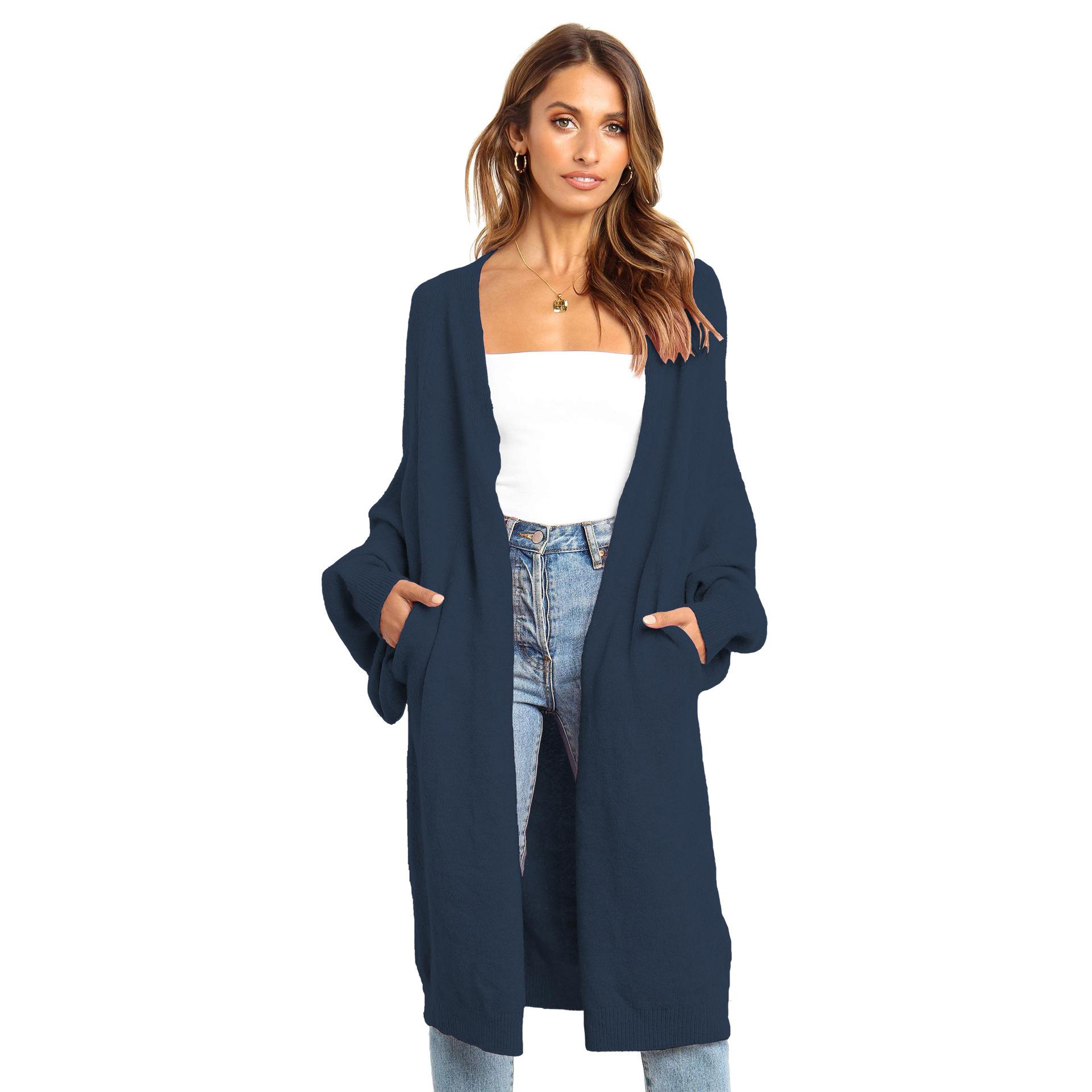 Осенне-зимний женский свободный свитер средней длины с рукавом «летучая мышь» XXXL — фото 10