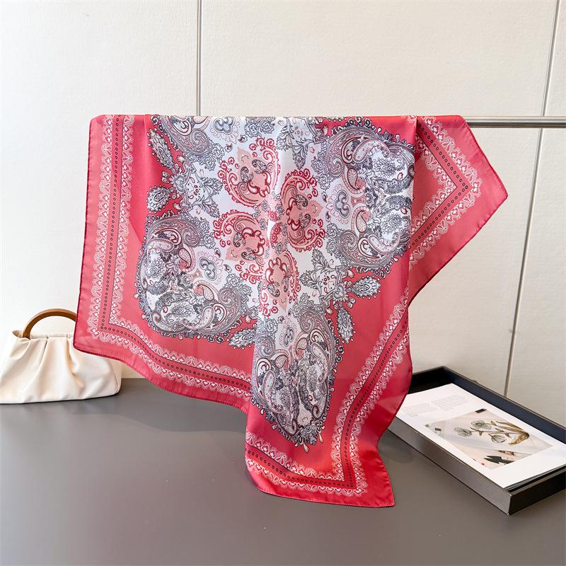 Paisley Print Silk Scarf For Women Square Hijab Soft Neck Tie Female Fashion Decoration Silk Headscarf Bandana Kerchief  New
