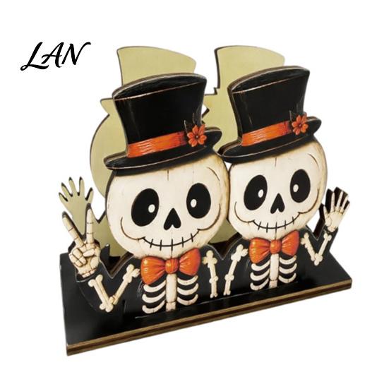 Cute Cartoon Pattern Decor Halloween Wooden Napkin Holder, Black Cat Mummy Pumpkin Table Desktop Organizer for Party, Spooky Festive Kitchen