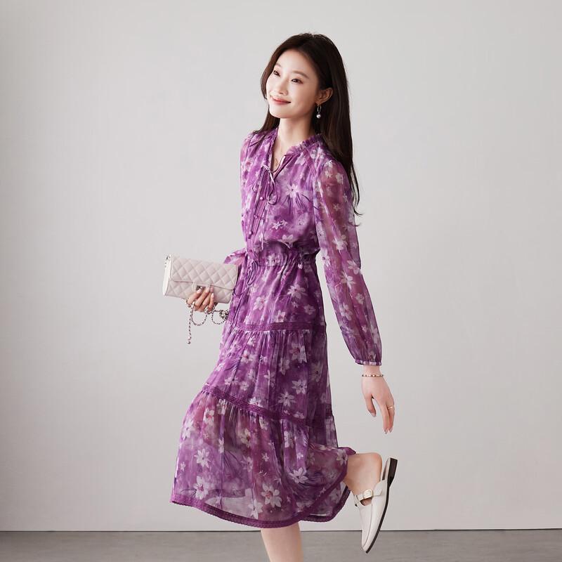 SOFSIL Women s Retro Floral V-Neck Maxi Dress M