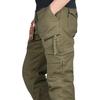 Army Green Men's Pure Cotton Outdoor Work Pants: Windproof, Straight Leg, Multi-Pocket, Loose Fit for Mountaineering and Casual Wear.