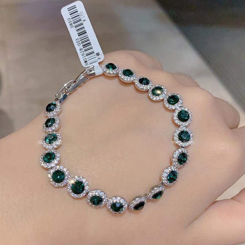 Zircon Round Simple Bracelet Temperament Bracelet Light Luxury High-End Jewelry Women