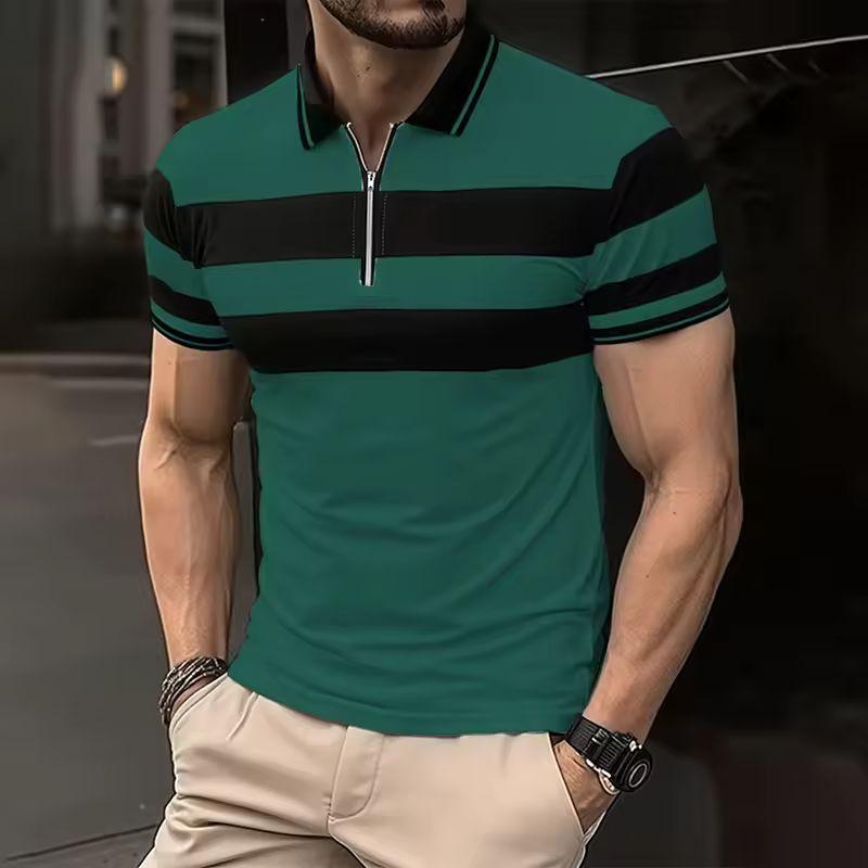 2025 Men's Summer Short Sleeve Polo Casual Breathable Comfortable Spicing Polo Shirt With Zipper T-Shirts Dropshipping