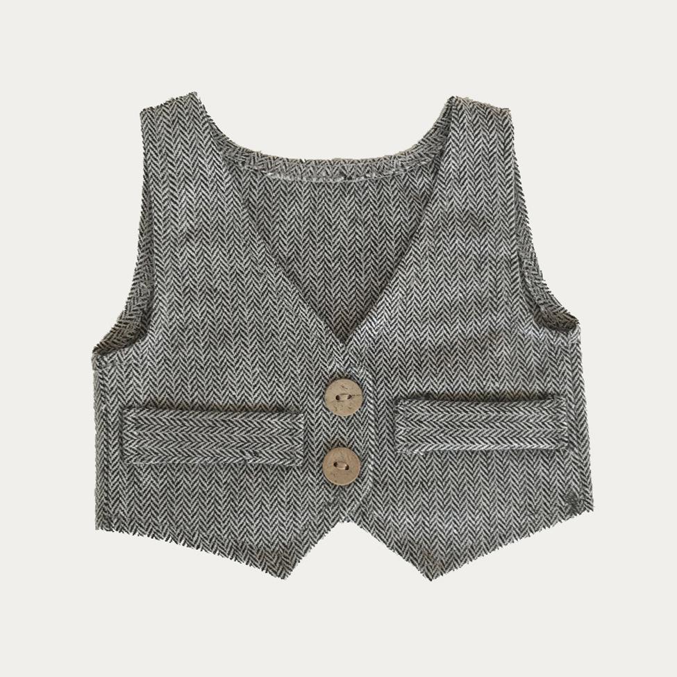 Newborn Photography Clothing Newborn Photo Poses and English Style Baby Vest for One Month Olds All Seasons Stripes Coffee