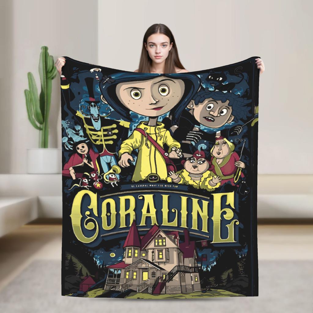 Super Soft BlanketChild Airplane Travel Coralines Throw Blanket Horror Flannel Bedspread For Living Room Comfortable Sofa Cover