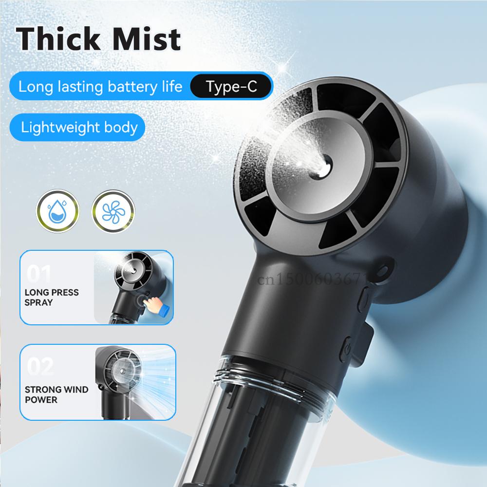 Portable Mini Humidifier Fan USB Handheld Water Mist Fan Rechargeable Personal Spray Fan Mini Hand Small Fan for Outdoor Travel