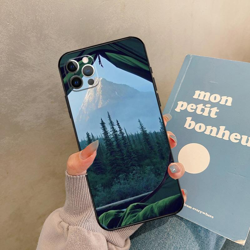 Camping Nature Mountain Case For 17 Air iPhone 16 15 14 13 12 11 Pro Max 12 Mini XR 15 16 Plus 16e Back Cover Shell
