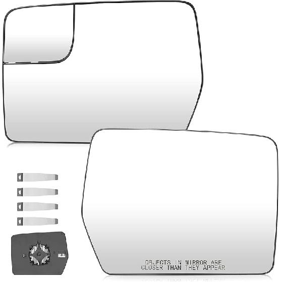 Youxmoto Driver Left Side Heated Mirrors Glass Replacement, Fit For Ford F150 2011 2012 2013 2014 Side View Mirror Glass With Rear Holder, Fit For