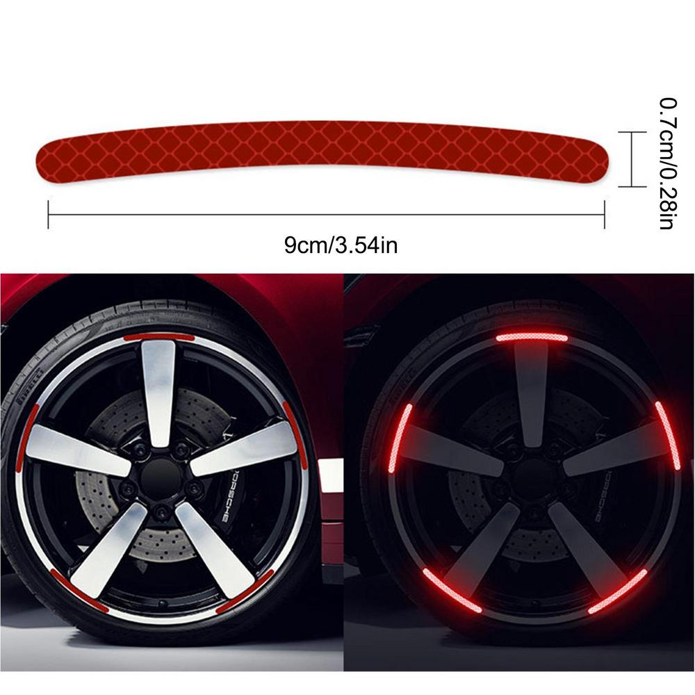 20Pcs Car Motorcycle Wheel Hub Reflective Strips Stickers Car Styling Decal Sticker Auto Moto Decor Decals Tape Accessories