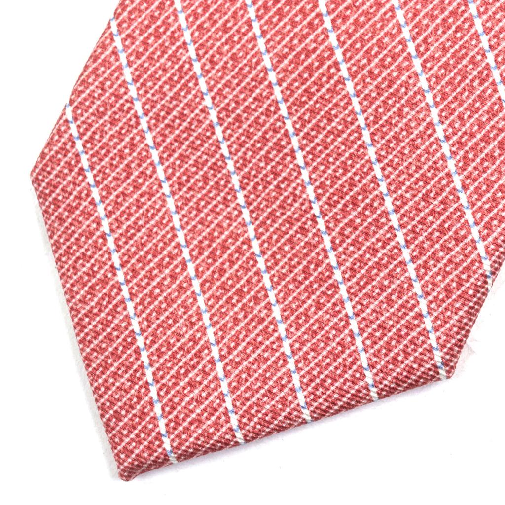 Pristine BVLGARI tie All-over regimental stripe pattern Red silk mens Used