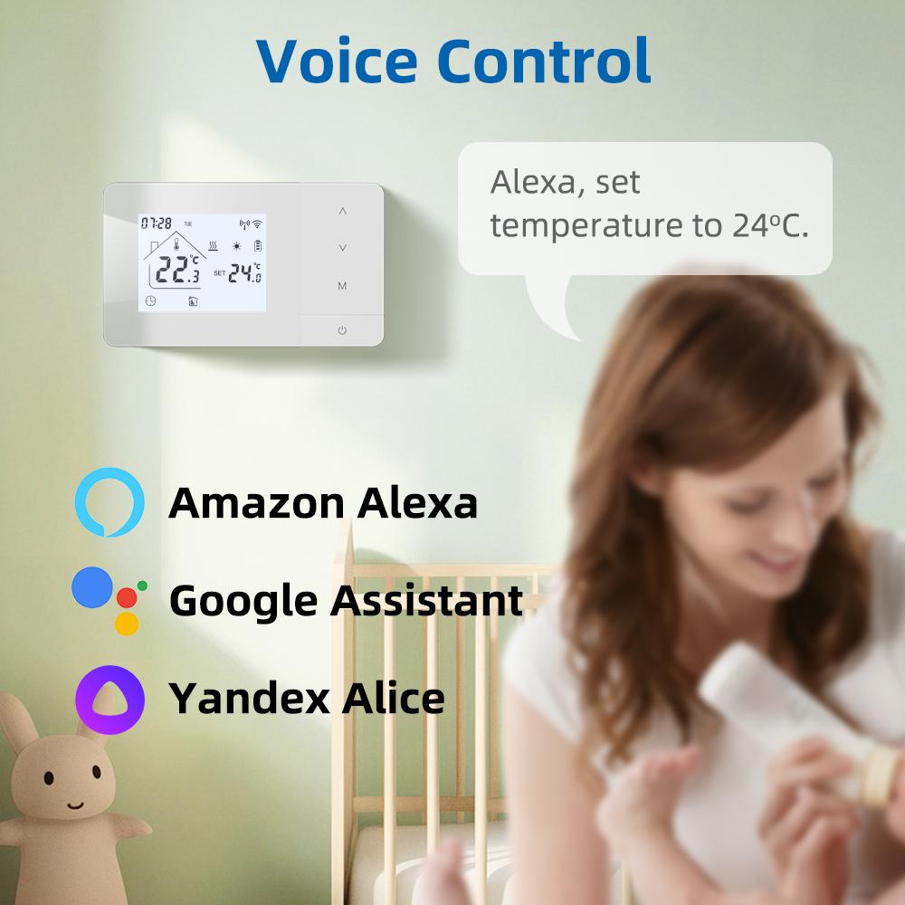 Beok Tuya Battery Heating Thermostat Wifi Heating/Cooling Temperature Controller for Gas Boiler Work with Google Home Alexa