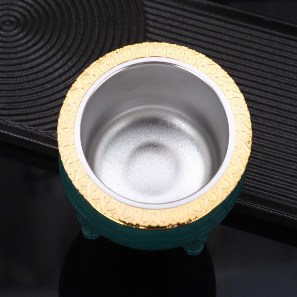 Durable 180 ML Stainless Steel Double Wall Cup Flat Bottomed Rust-proof Mate Cup Tortoiseshell Pattern Eggshell Cup Office