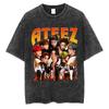 Vintage Washed Ateez Yunho Kpop Band Album 2026 TShirt Mens Women Hip Hop Loose Korean Fashion Short Sleeve T Shirt Streetwear