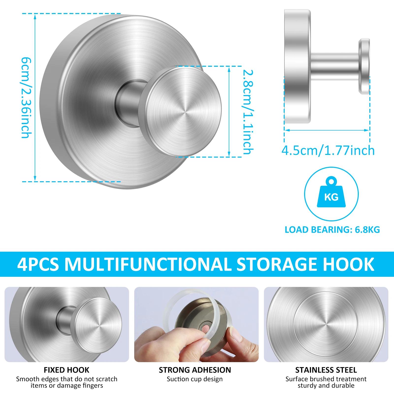 

8 шт/4 шт крючки с присоской для душа ванной комнаты подвешивания полотенец халата мочалки крепления на стеклянных дверях душевой кабины плитки зеркал 60x45 мм 4PCS серебряный