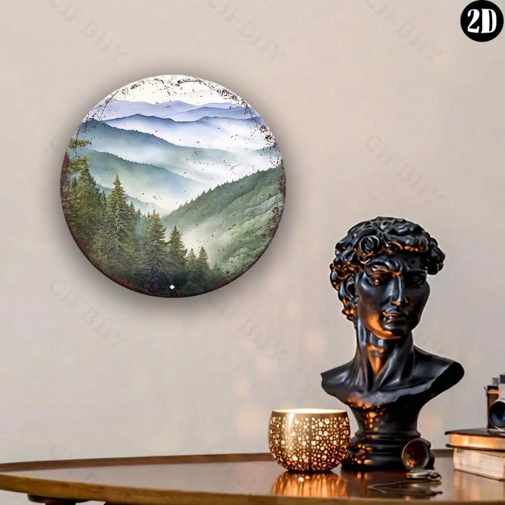 Shabby Chic Metal Wall Art Scenic Landscape Plaque Weatherproof Aluminum Sign Home Decor Gift for Christmas Halloween