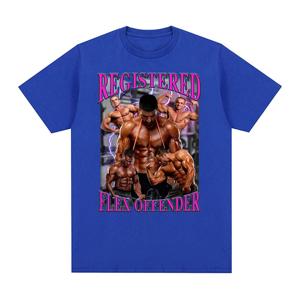 Registered Flex Offender Funny Gym T Shirt for Unisex Hip Hop Retro Oversized T Shirts Unisex Cotton Casual Loose Short Sleeve Tshirt