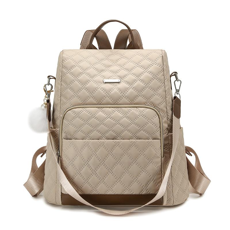 

Ромбовидный рюкзак Женский рюкзак большой вместимости с защитой от краж Дорожная сумка бежевый