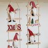 Cartoon Climbing Ladder Santa Claus Pendants with Bells Merry Christmas Decor  Hotel Office Decor