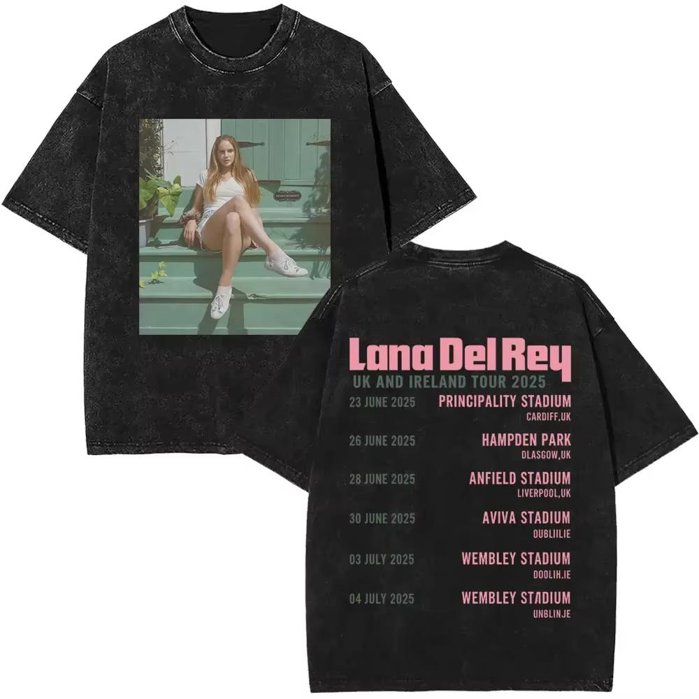 T-shirt Grafica Lana Del Rey Occhi Vintage Lavata Uomo Donna Moda T-shirt Oversize a Maniche Corte Maschile Casual Cotone