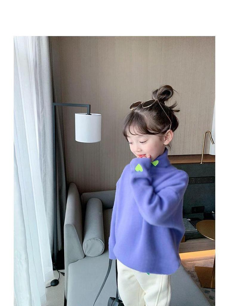 Girls' High Neck Thermal Top - Autumn/Winter Long Sleeve, Plus Velvet, Warm Base Layer