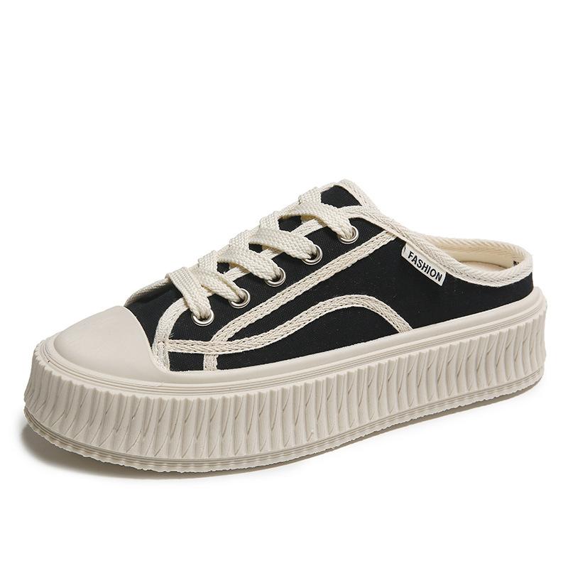 Women's Mules Canvas Slipper Shoes Slip On Fashion Sneakers Platform Casual Walking Flats Slip-On Mule Backless Holiday Shoes