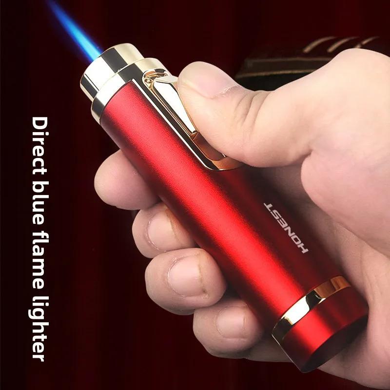 NEW Metal Material Is Stretchable Windproof Blue Jet Flame Lighter Refillable Multifunctional Moxibustion Cigarette Accessory