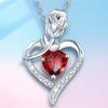Cute Female Crystal White Red Zircon Stone Heart Pendant Necklace Vintage Silver Color Wedding  For Women