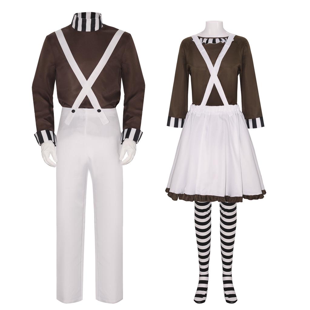 Anime Movie Loompa Oompa Cosplay Costume Adult Chocolate Factory Disguise Clothing Halloween Carnaval Halloween Party Suits
