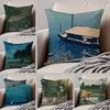 Hasui Kawase Pillow Case Anti-dustmite Pillowcase Invisible Zipper Silky Short Plush Sofa Cushion Cover