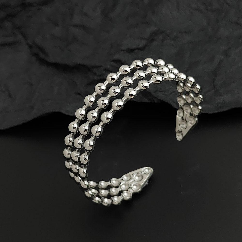 

Creative Three-layer Round Bead Gold-plated Stainless Steel Women s Bracelet Waterproof and Rust-free Couple Bracelet серебряный