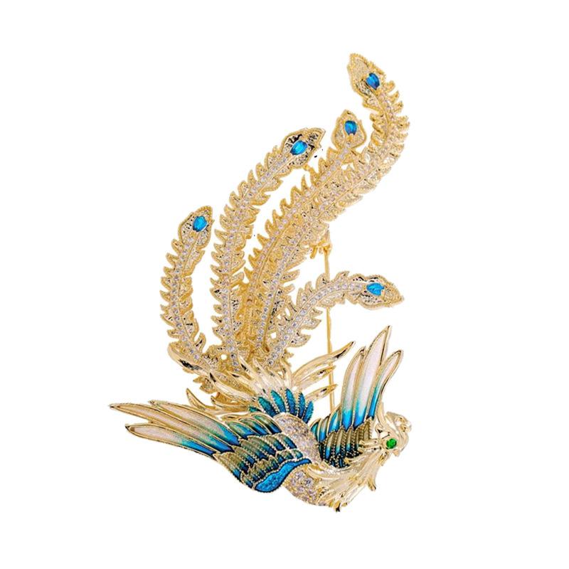 Qifeng High-end Women's Exquisite Enamel Phoenix Feeling Brooch