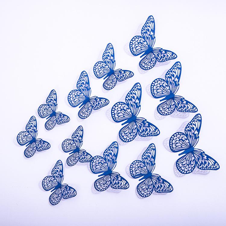 12Pcs/Set Red Blue Pink 3D Hollow Butterfly Wall Stickers For Wedding Home Decoration Living Room Decor Art Butterflies Decals