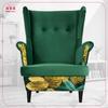Ari Print Duo Scandinavian Wing Chair Family Furniture Green Velvet