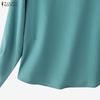 ZANZEA Women Casual V-Neck Solid Color Loose Long Sleeve Blouse