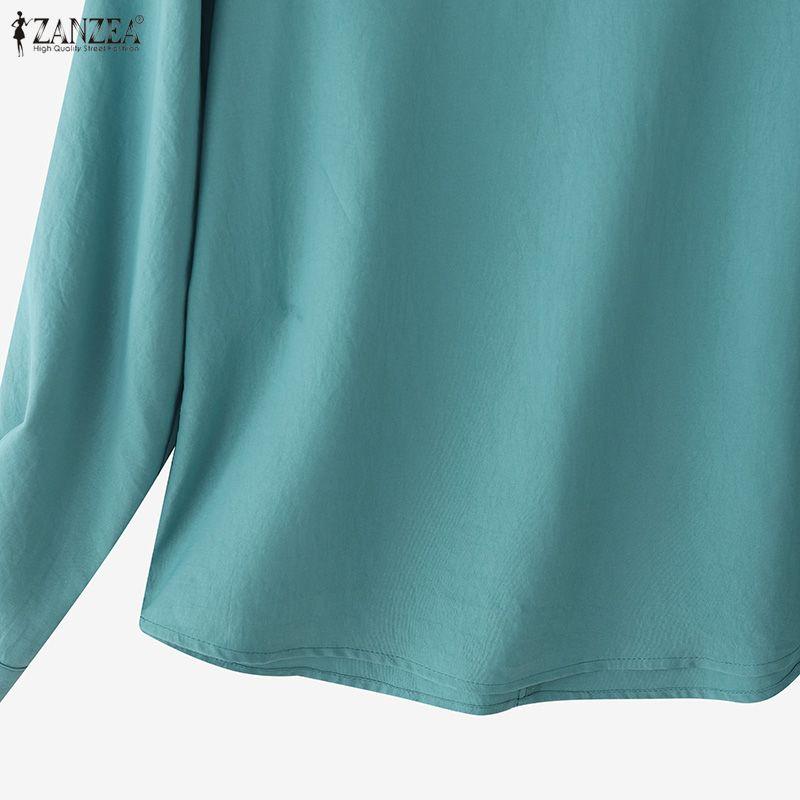 ZANZEA Women Casual V-Neck Solid Color Loose Long Sleeve Blouse