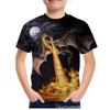 Summer Round Neck 3D Oil Painting Dinosaur Printed Top Fashionable Casual Short Sleeved Children's Boy T-shirts