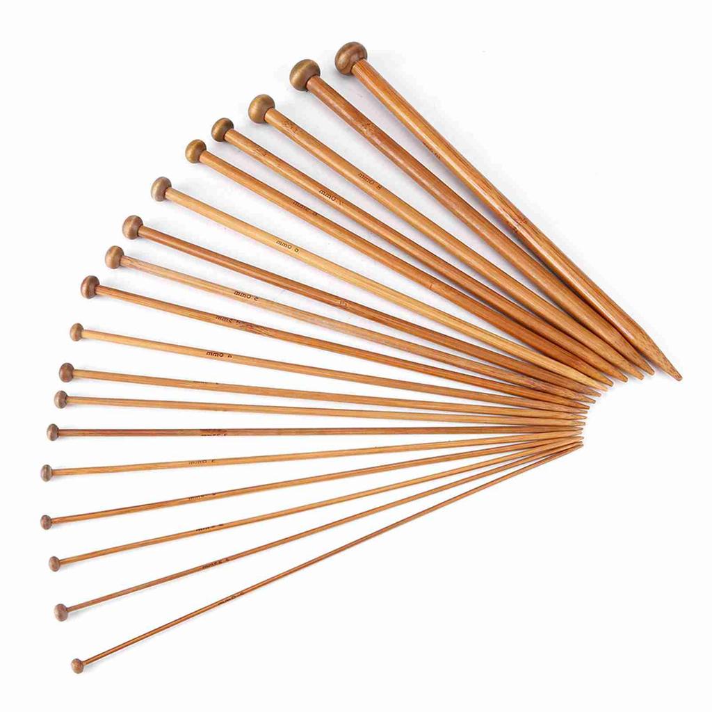 Bambus-Stricknadel-Set, einspitzige karbonisierte Stricknadeln, 18 Größen (2 mm bis 10 mm)