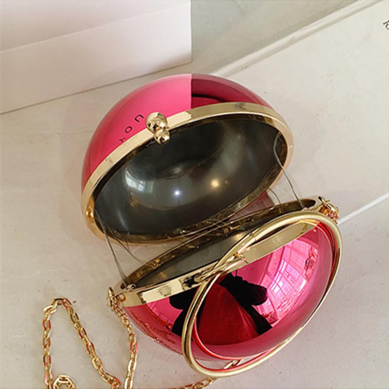 Luxus Damen Runde Ball Abendtasche 2024 Mode Glatte Helle Oberfläche Clutch Tasche Damen Umhängetasche Party Kette Handtasche Geldbörse