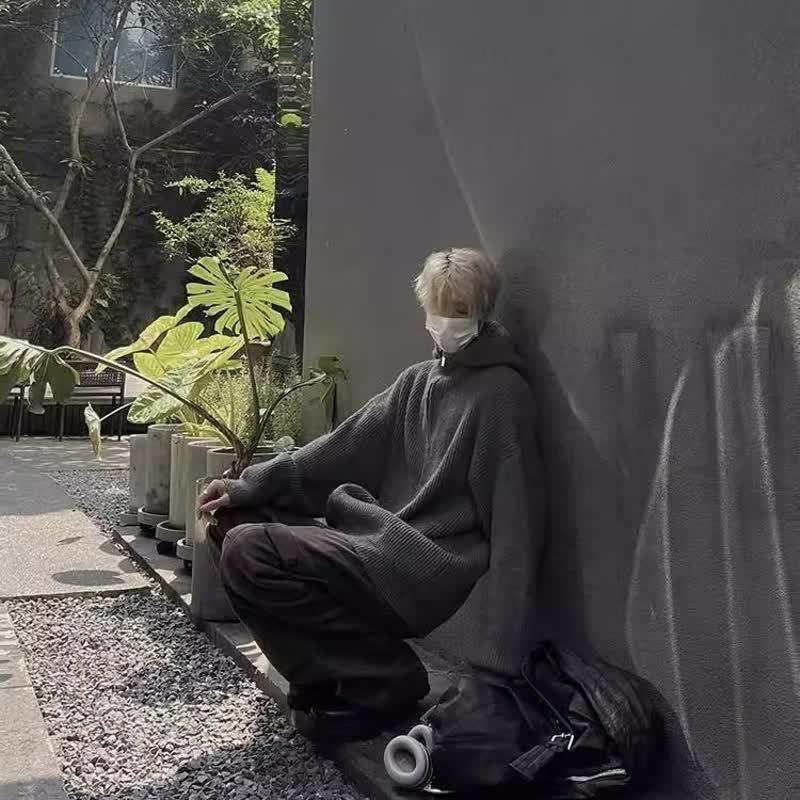 Unisex American Retro Zippered Hoodie Cardigan for Spring & Autumn - Lazy Style Casual Knitwear