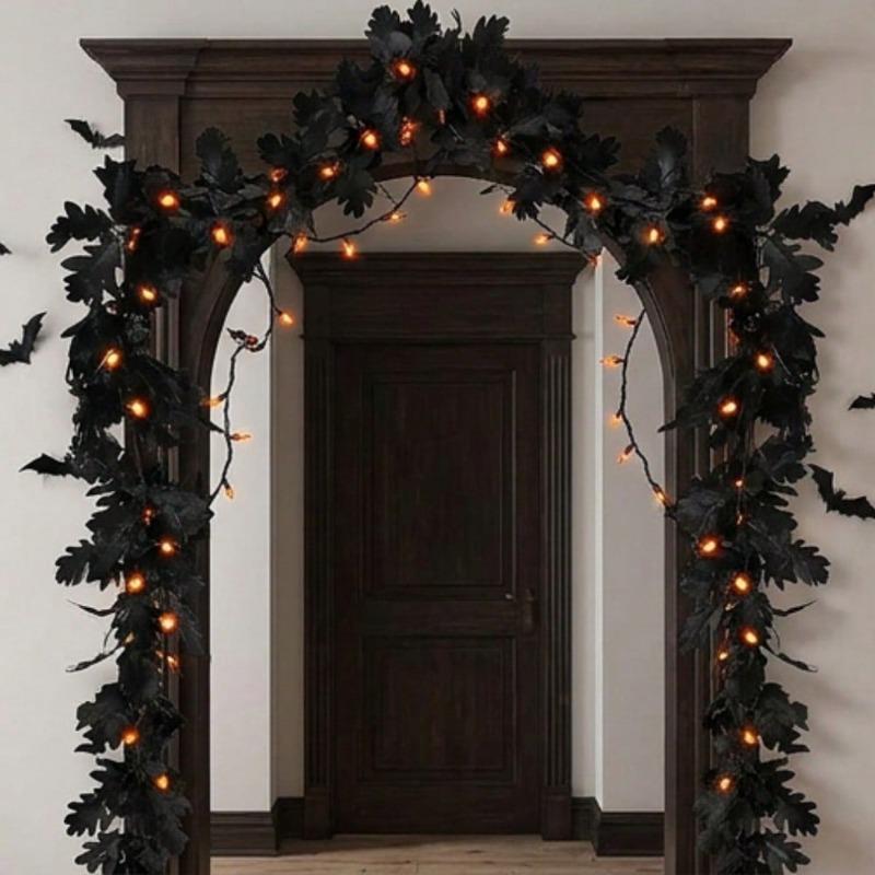 Artificial Autumn Chrysanthemum Leaf Vine. Great for Halloween, Christmas, windows, patios, weddings, holiday parties and living room decor.